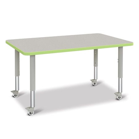 Jonti-Craft Berries Rectangle Activity Table, 30 in. x 48 in., Mobile, Freckled Gray/Key Lime/Gray 6473JCM130